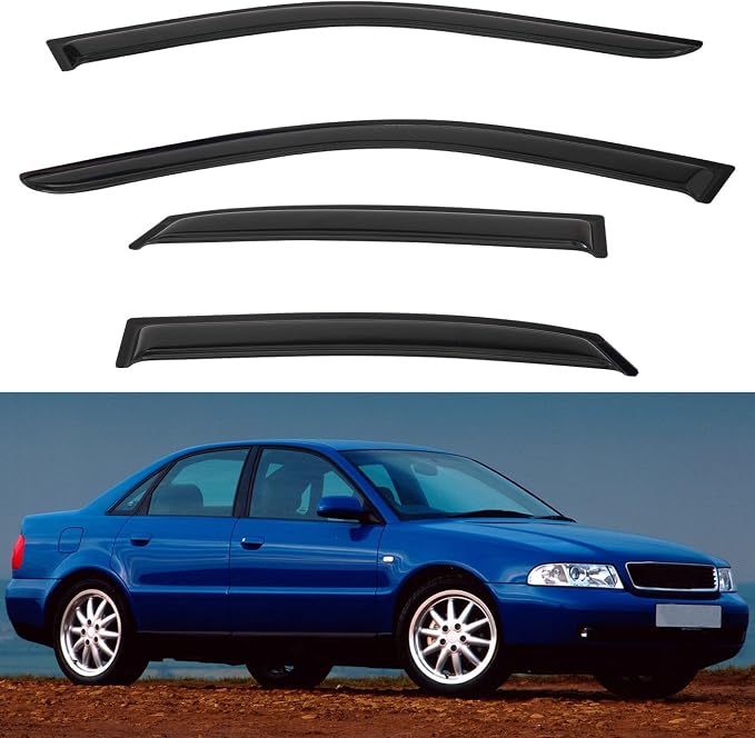 4pcs Front+Rear Smoke Tint Sun/Rain Guard Outside Mount Tape-On Vent Window by LQQDP