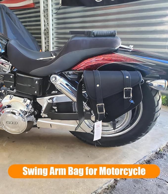 Motorcycle Saddle Bags Leather Motorcycle Solo Swing Arm Bag - Image 4