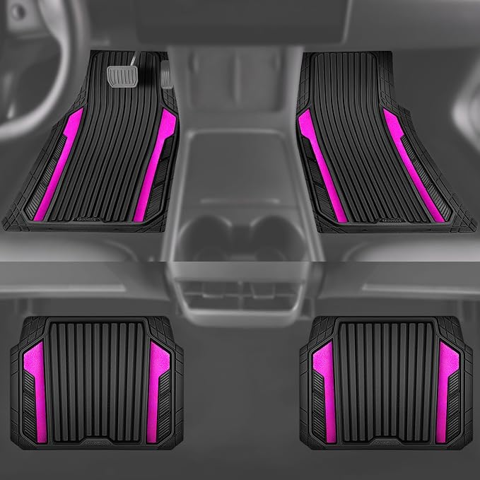 CAR PASS Heavy Duty Rubber Car Mats Metallic, Aluminum Film All Weather Floor - Image 5