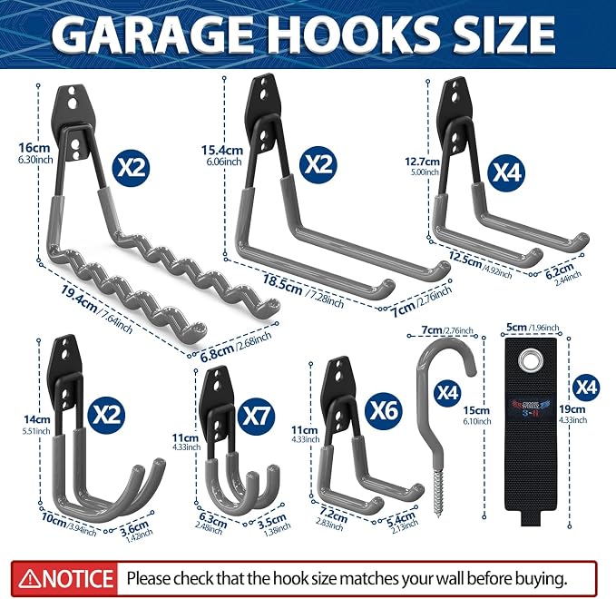 3-H Garage Wall Hooks 31 Pack, Garage Hooks Heavy Duty - Image 3