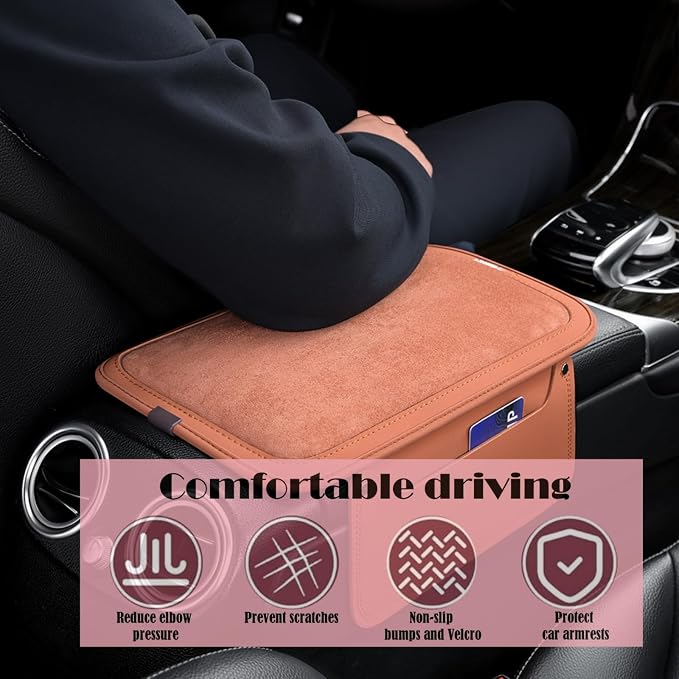 Arm Rest Cover for Car with 2 Storage Bags, Central Console Cover Armrest Pad - Image 2