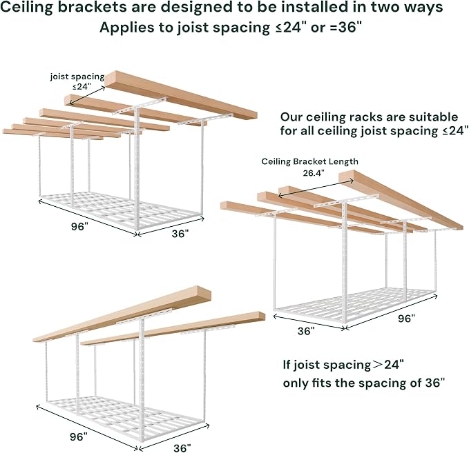 SunsGrove 3x8 Garage Storage Overhead Rack Organization, Adjustable Ceiling - Image 7