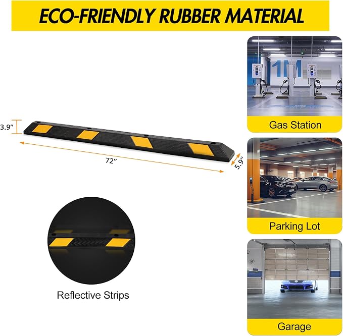 Parking Stoppers for Garage, 72 Inch Premium Parking Block Curb - Image 8
