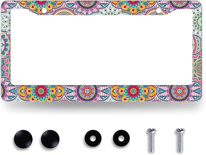 Mandala Hippie License Plate Frame Boho Print License Plate Holder Stainless by RNKATIH