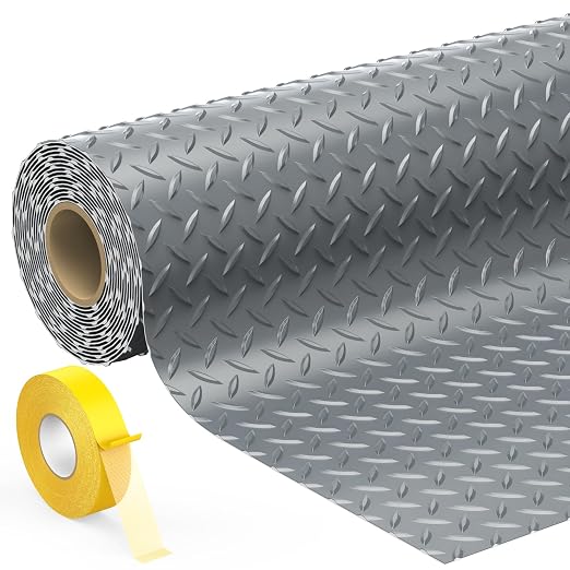 7.8 x 20 FT Garage Floor Mat, 2.8mm Thickness Diamond Plate Vinyl Garage by Geemax