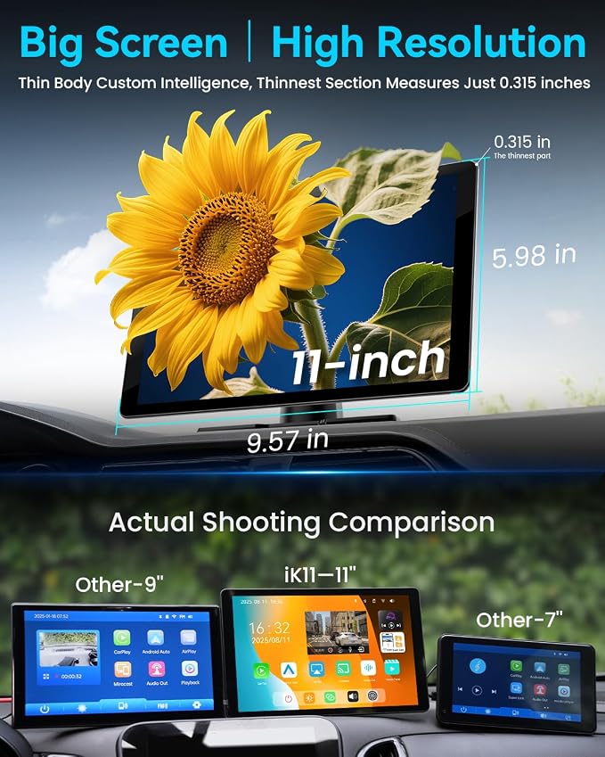 11" Extra Large Wireless Apple CarPlay Screen - Image 5