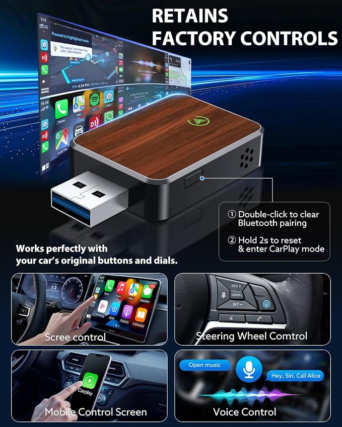 Wireless Carplay Adapter for iPhone & Android Auto 2-in-1, Convert Factory - Image 7