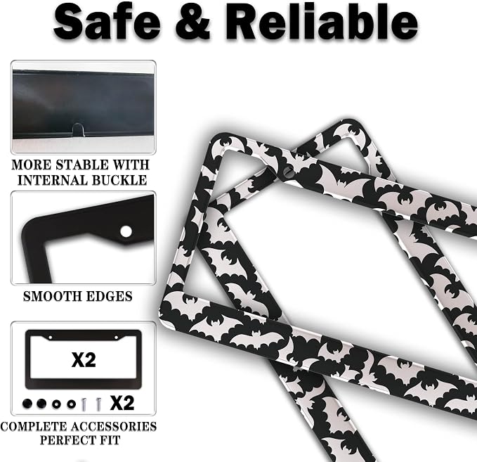License Plate Cover for Women Black and White License Plate Frames for Men - Image 4