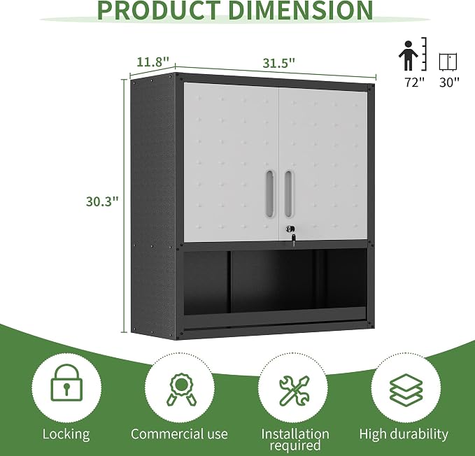 Metal Tool Cabinet, Garage Storage Cabinet System, Wall Cabinet & Locking - Image 3