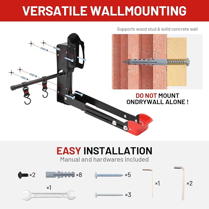 Bike Wall Mount Rack Adjustable & Foldable Garage Bike Rack - Image 5
