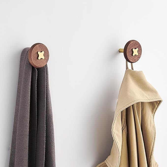 Solid Brass & Sapele/Mahogany Wall Hooks 2 Pack - Image 4