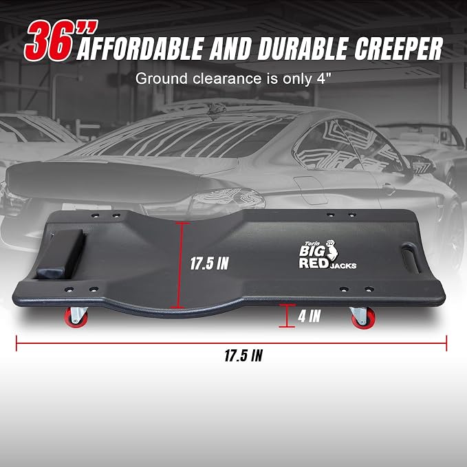 BIG RED Torin 36" Rolling Garage Creeper, Shop Creeper Blow Molded Plastic - Image 3