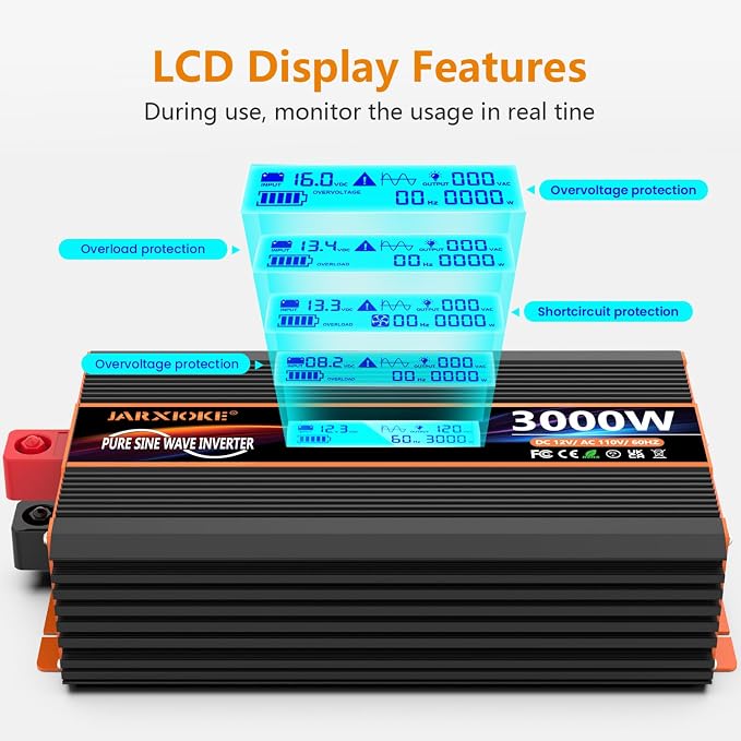 3000 Watt Pure Sine Wave Power Inverter 12V DC to 110V 120V Converter - Image 2