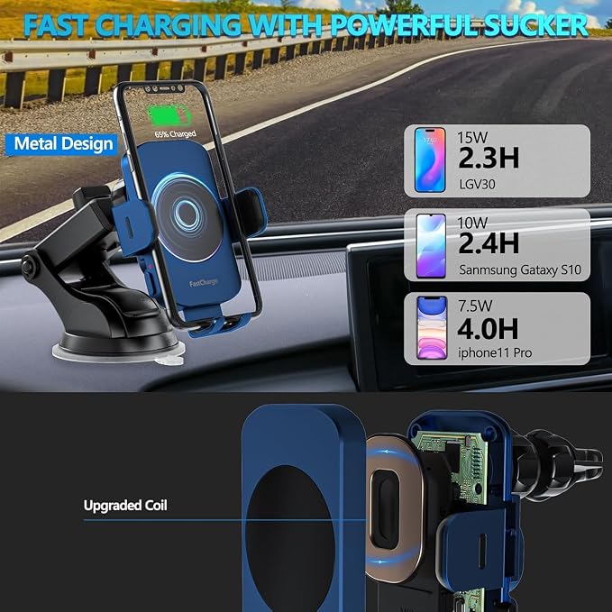 Wireless Car Charger, Fast Charging 15W Auto Clamping Car Charger Phone Holder - Image 2