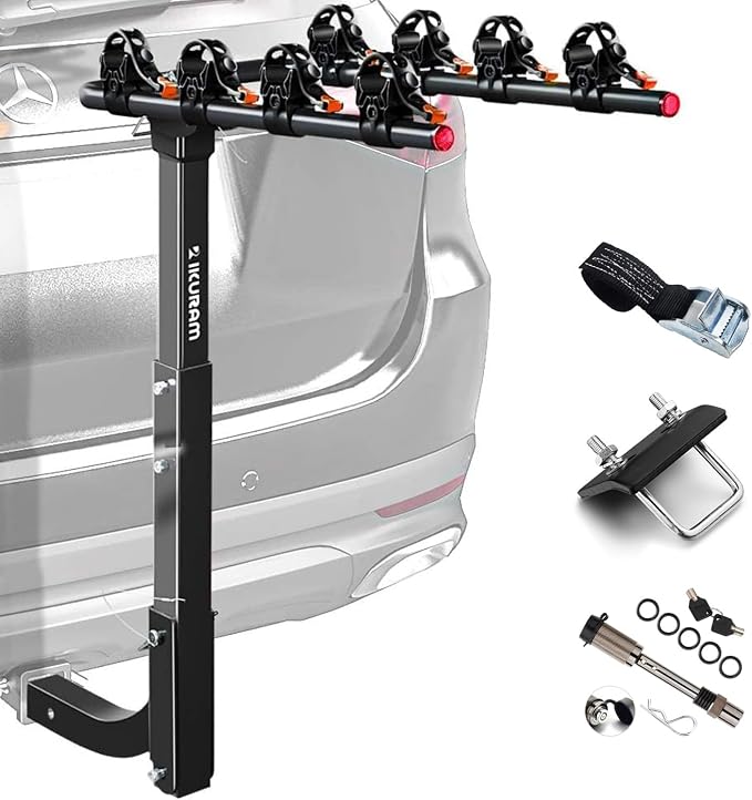 4 Bike Rack Bicycle Carrier Racks Hitch Mount Double Foldable Rack by IKURAMR
