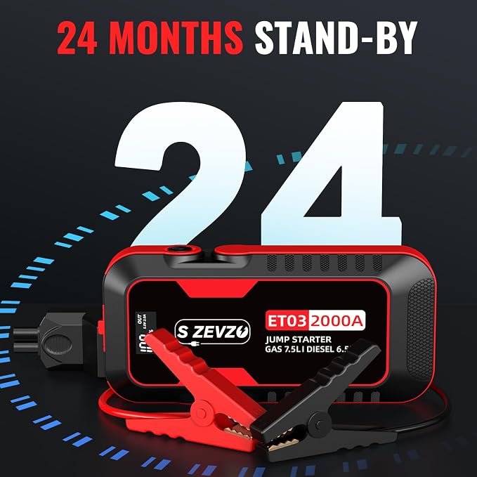 S ZEVZO ET03 Car Jump Starter 2000A Jump Starter Battery Pack - Image 7