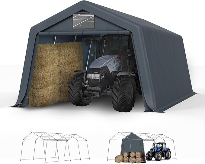 GREEN PARTY Storage Shelter Shed, 13x22 ft Portable Shed Outdoor Carport by GREENPARTY