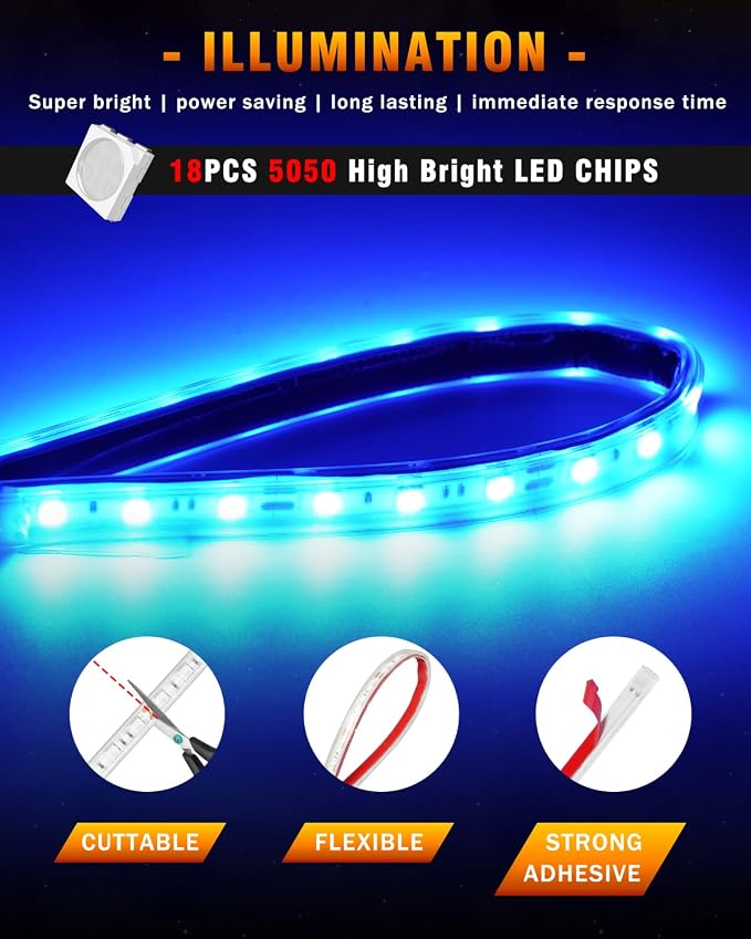 Qasim LED Strip Lights Car Boat Truck Interior Exterior Lighting, Waterproof - Image 5