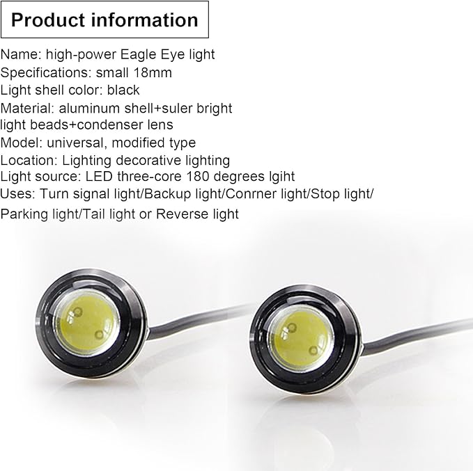 LEADTOPS 10Pcs 18mm 12V Red Eagle Eye LED Car Fog DRL Daytime Running Light - Image 6