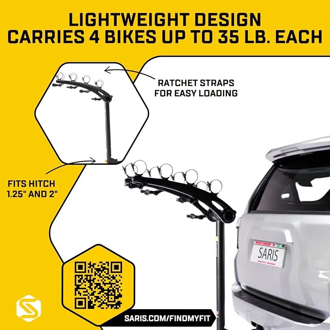 Saris Bones 4-Bike Hitch Rack Bicycle Carrier, - Image 2