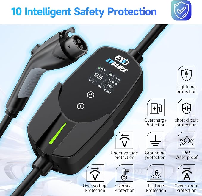 Level 2 EV Charger 40Amp, 240V 9.6KW Portable Electric Vehicle Charging Stations - Image 7