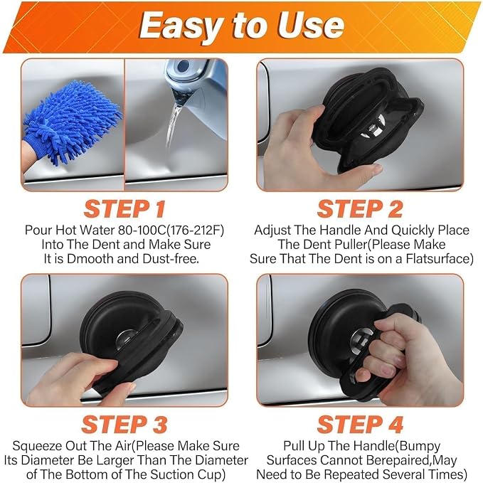 Dent Puller, 3 Pack Car Dent Puller Car Dent Removal Kit Suction Cup Dent - Image 3