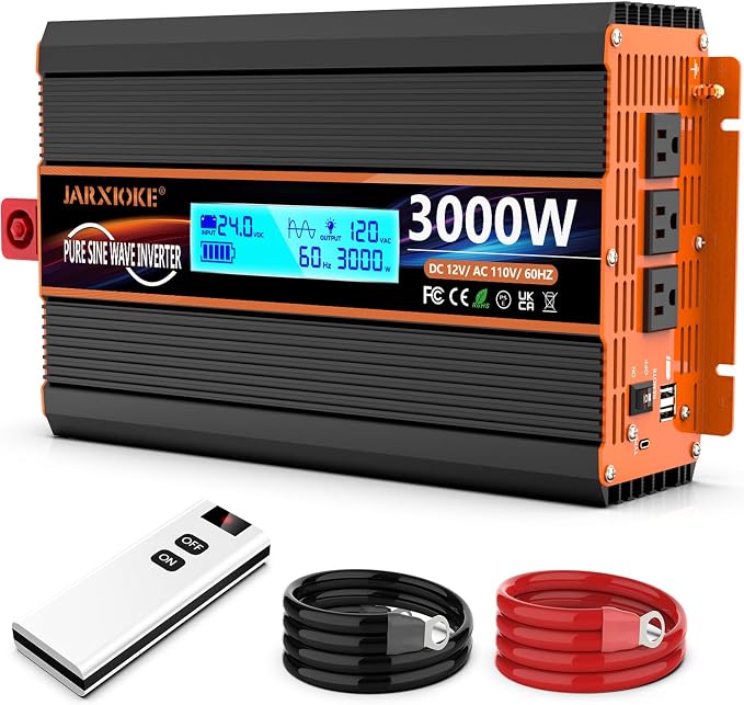3000 Watt Pure Sine Wave Power Inverter 24V DC to 110V 120V Converter by puresinewavepowerinverter