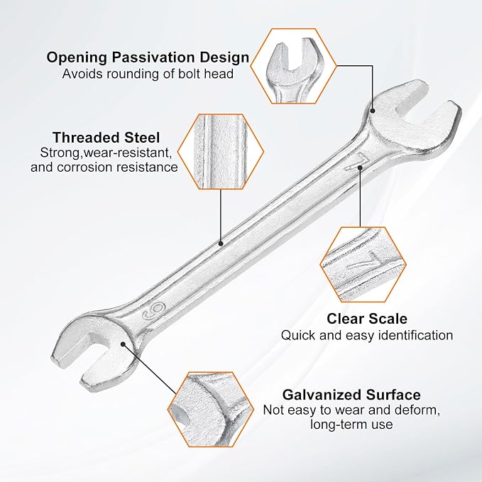 HARFINGTON Double Open End Wrench 6mm x 7mm Metric 15 Degree Offset Angle Small - Image 4