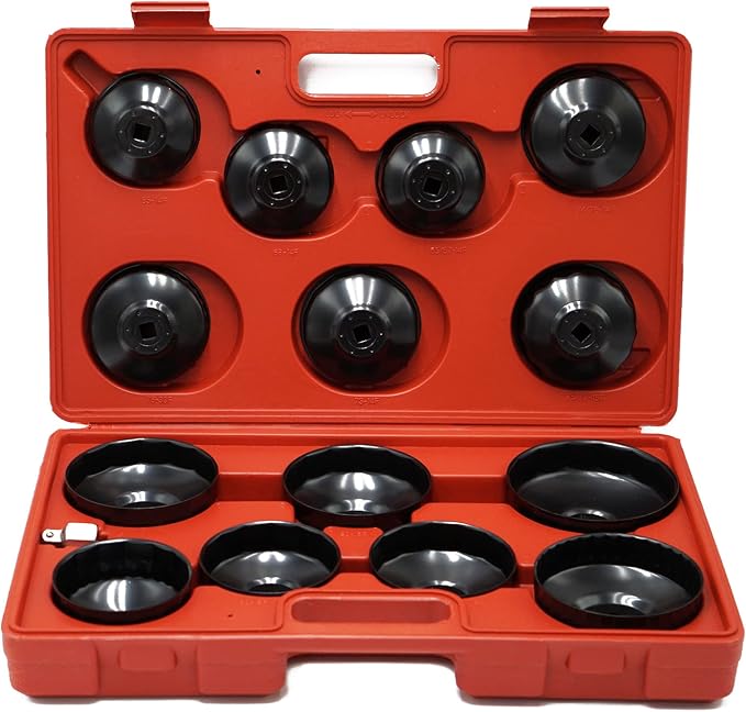 Oil Filter Socket Set 14pcs 3/8" Cap Wrenches Tool Kit by Hotiko