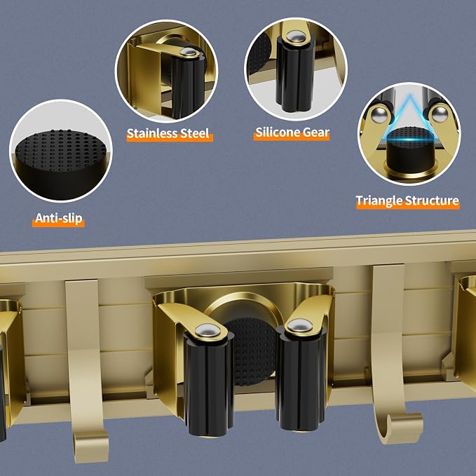 Broom Holder Wall Mount Mop and Broom Hanger Wall Mounted Garage Storage Rack - Image 3