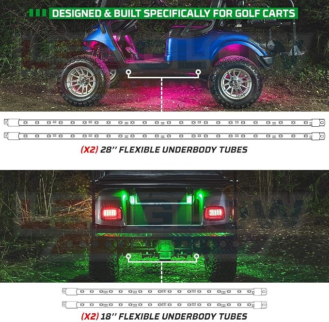 LEDGlow 12pc Million Color LED 4-Seater Golf Cart Underglow Neon Lighting Kit - Image 5