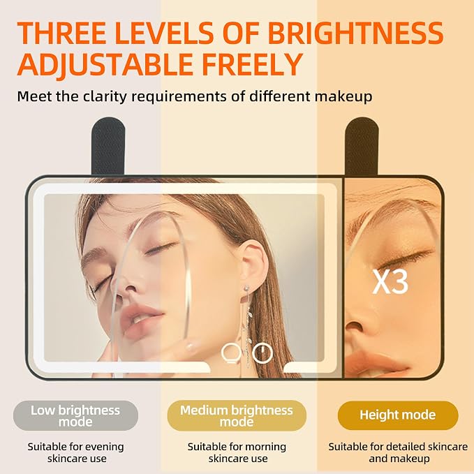 2 pack， Car Sun Visor Vanity Mirror， Rechargeable Led 3 Light Modes, Dimmable - Image 3