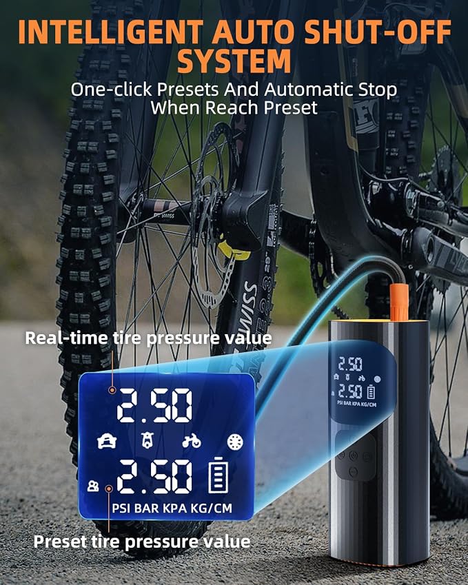 Tire Inflator Portable Air Compressor, 150PSI Cordless Air Pump - Image 4