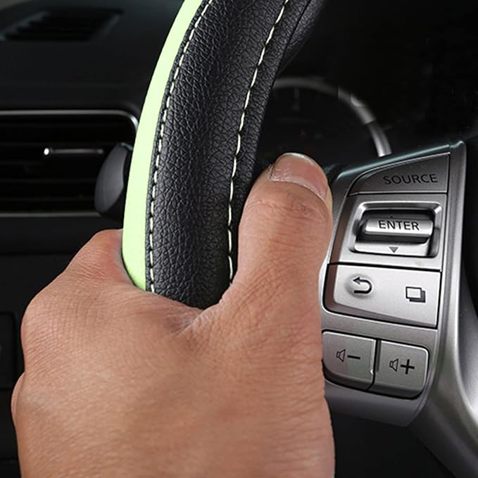 Leather Car Steering Wheel Cover, Non-Slip Car Wheel Cover Protector Breathable - Image 5