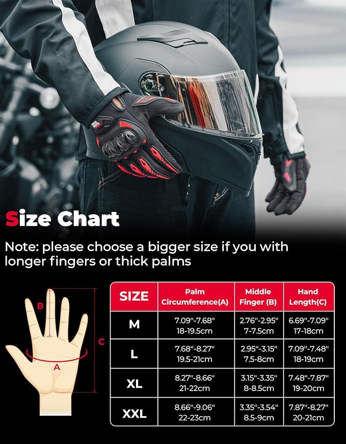 KEMIMOTO Motorcycle Gloves for Men/Women, Touchscreen Dirt Bike Gloves - Image 6