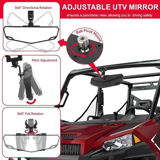 DREAMIZER UTV Rear View Mirror, 360°Adjustable Angle - Image 3