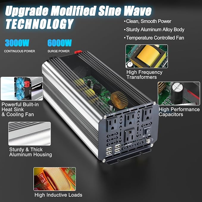 3000W Power Inverter 12V to 110V/120V DC to AC - Image 5