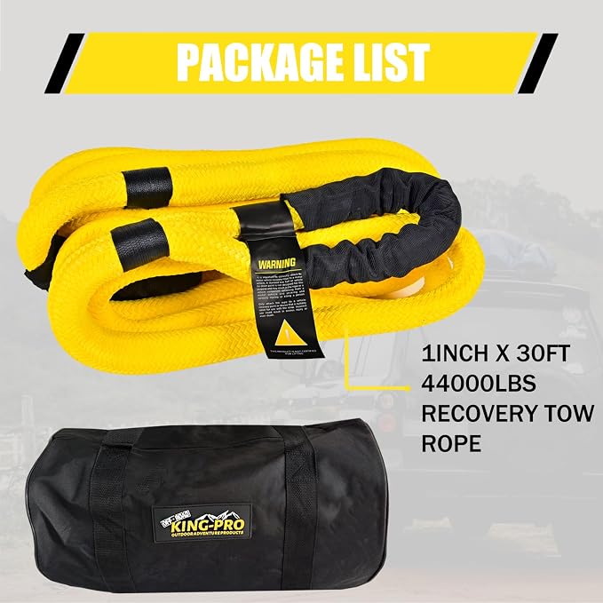 KING-PRO Kinetic Recovery Rope 1“x30' Towing Rope 44, 000lbs Breaking Strength - Image 3