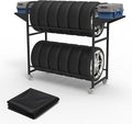 Tire Storage Rack 44" x 44" x 18" w/Anti-dust Cover, Rolling Tire Rack by Neorexon