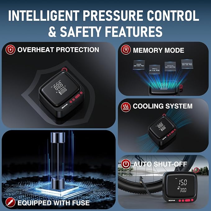 NEXPOW Tire Inflator Portable Air Compressor, 180 PSI Cordless Air Pump - Image 7