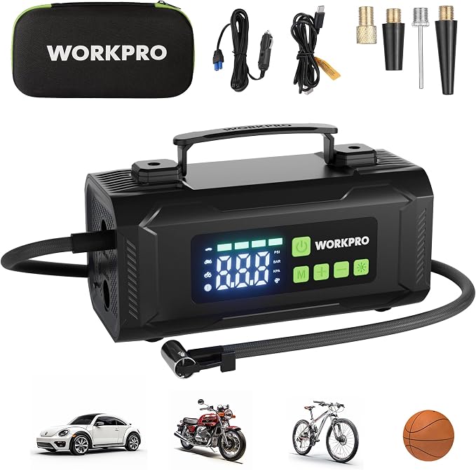 WORKPRO Tire Inflator Portable Air Compressor, 12V Electric Air Pump 150PSI by WORKPRO