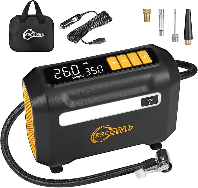 R8 Tire Inflator Portable Air Compressor, DC 12V Portable Air Compressor by ROCGORLD