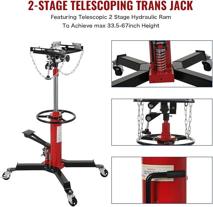 Hydraulic Transmission Jack 1100 Lbs Capacity 33.8"-72.8" Lifting Height 2 - Image 5
