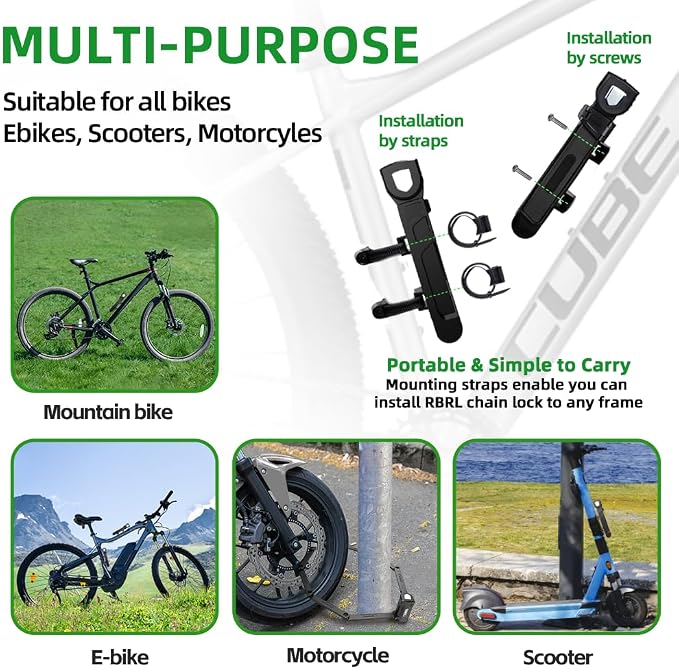 RBRL Folding Bike Lock, 3.6ft Heavy Duty Anti Theft, Hardened Steel 8mm Chain - Image 2