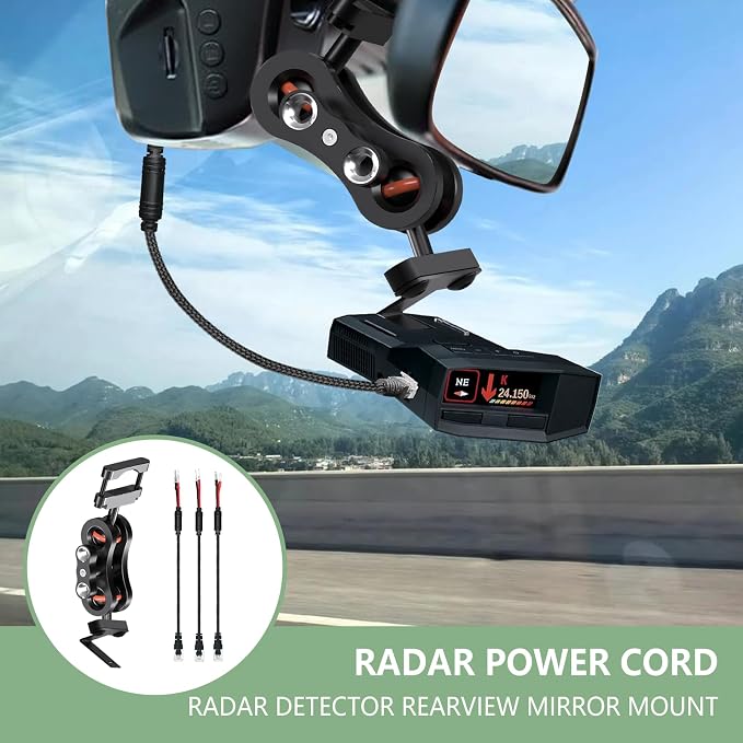 Radar Detector Rearview Mirror Mounting Bracket, 13.8" Radar Detector Hard Wire - Image 2