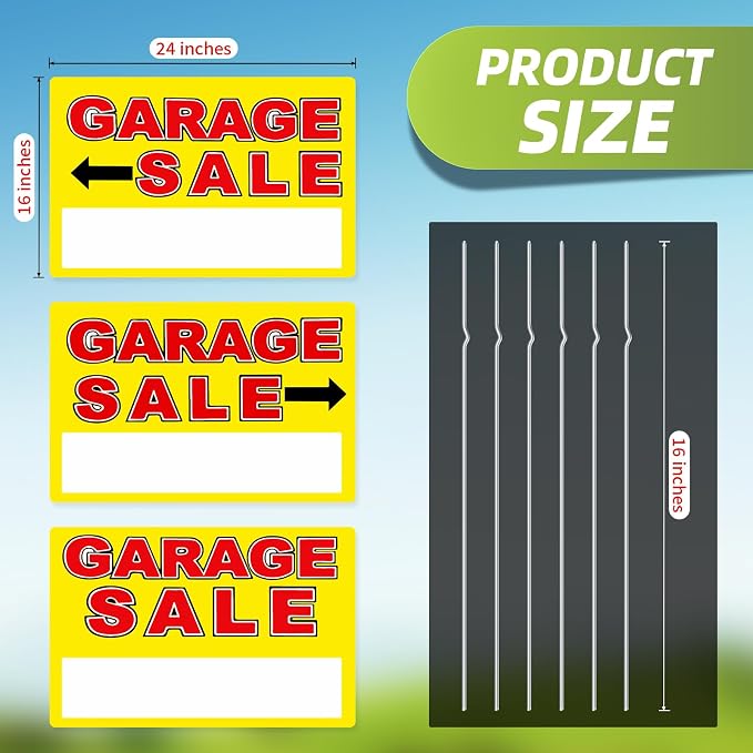 Garage Sale Sign, Large Size 24" x 16" Garage Sale Signs - Image 2