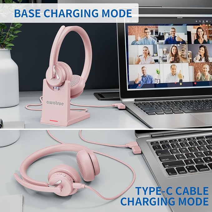 Wireless Headset with Mic, 2.4GHz Bluetooth Headset with AI Noise Cancelling - Image 6