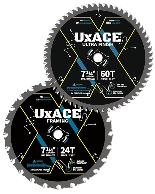 7-1/4-Inch 24&60-Tooth Circular Saw Blade by UXACETOOLS