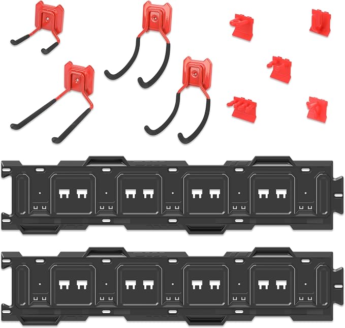 PR1ME 11 pcs Garage Storage Wall Mount Organizer Kit, Garage Storage Wall Rails by Prime1