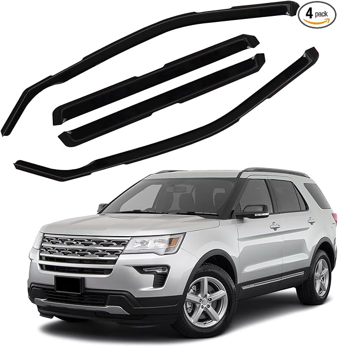 in Channel Rain Guards Fit for Ford Explorer 2011 2012 2013 2014 2015 2016 2017 by CHYKORLA
